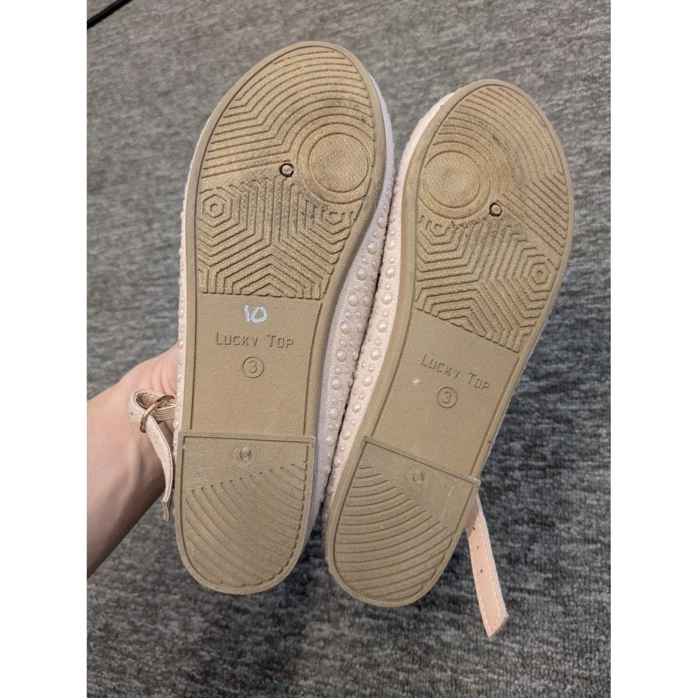 Lucky Top Kids Girls‎ Pearl Embellished Mary Jane Flats Blush Pink Size 3 Dressy